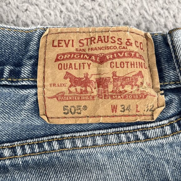 Y2K Levi's 505 Mens Straight Fit Light Wash Jeans Sz 34 x 30 - Picture 3 of 6